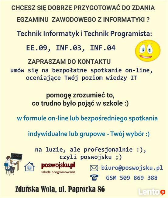 Kurs Informatyk egzamin zawodowy INF.03 INF.04