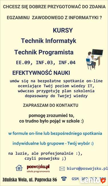 Kurs Informatyk egzamin zawodowy INF.03 INF.04