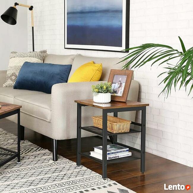 Stolik Kawowy Szafka Nocna z Półkami Industrialny Loft