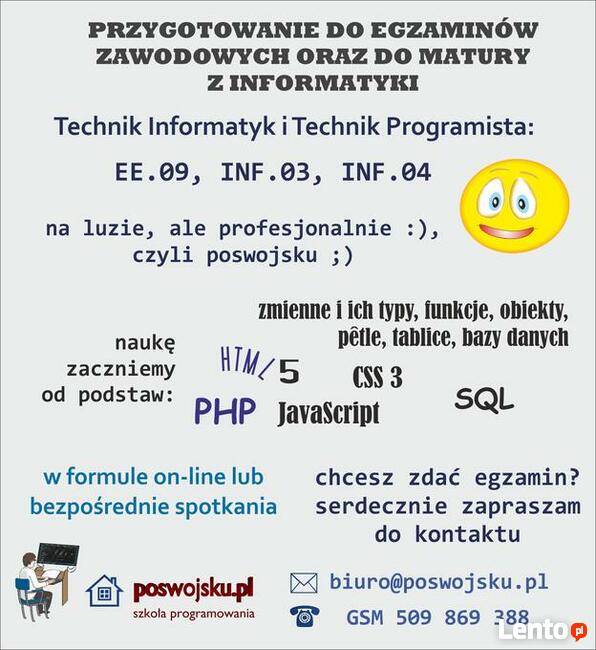 Kurs przygotowujący do zdania MATURY z Informatyki
