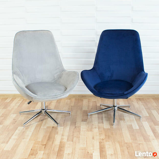 Fotel biurowy obrotowy welurowy granatowy