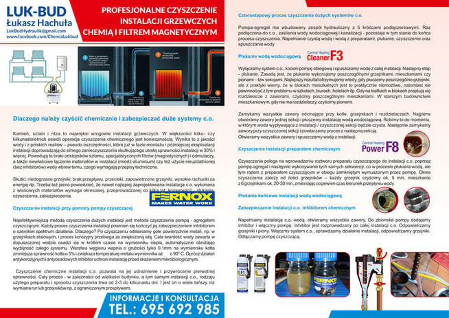 Czyszczenie chemiczne instalacji płukanie filtr magnetyczny