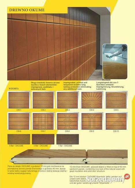 Brama garażowa segmentowa drewniana - okladzina OKUME