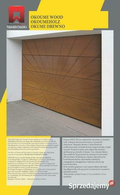 Brama garażowa segmentowa drewniana - okladzina OKUME