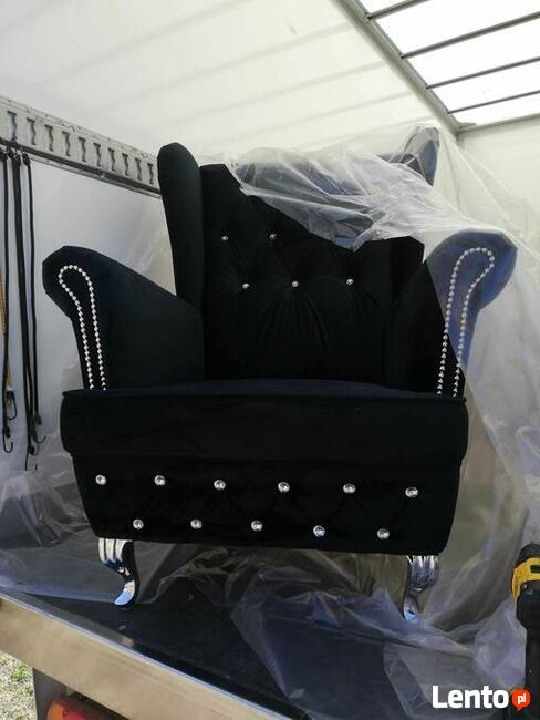 Wypasiony fotel uszak czarny glamour