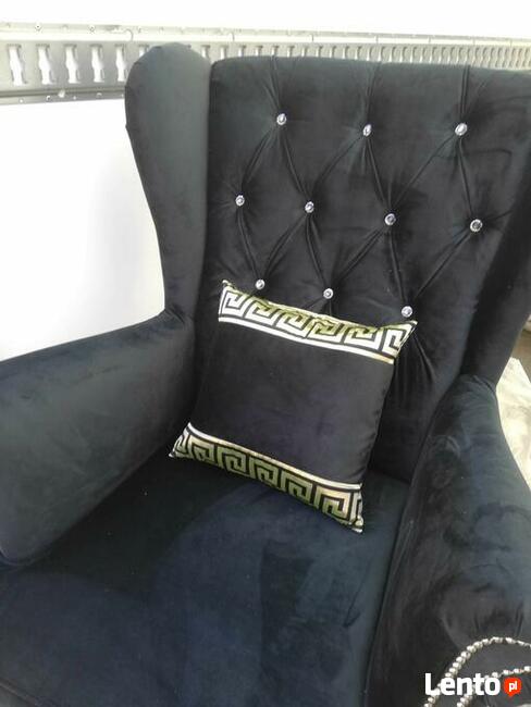 Wypasiony fotel uszak czarny glamour