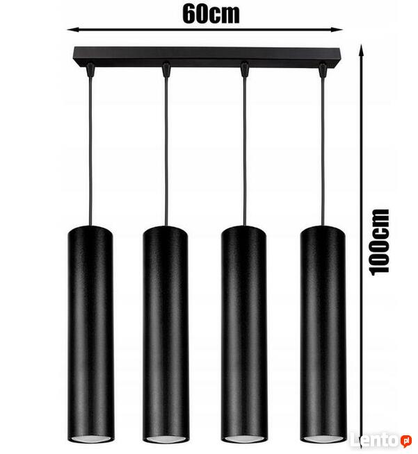 LAMPA WISZĄCA SUFITOWA ŻYRANDOL TUBA na belce poczwórna