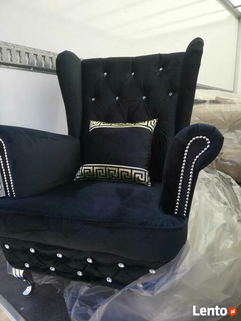 Wypasiony fotel uszak czarny glamour