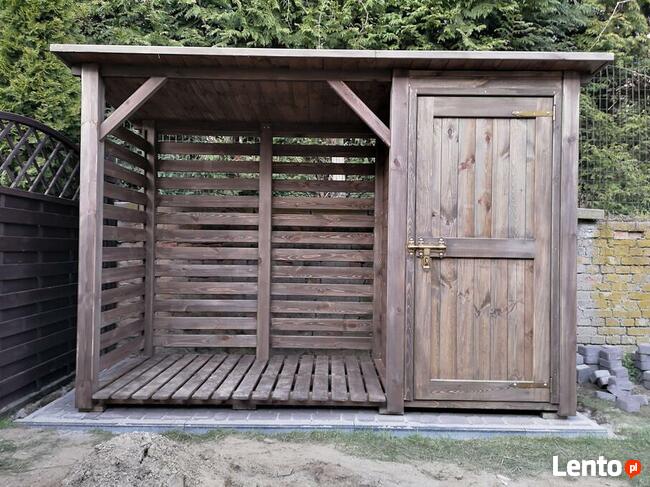 Drewutnia 2 x 1,1m + narzędziówka 1 x 1,1m dach jednospadow