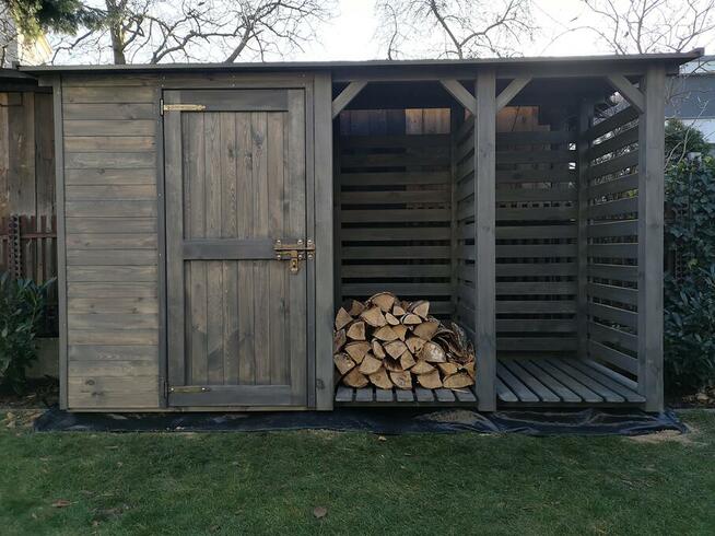 Drewutnia 2x1,1m + domek 1,5x1,1m z dachem jednospadowym