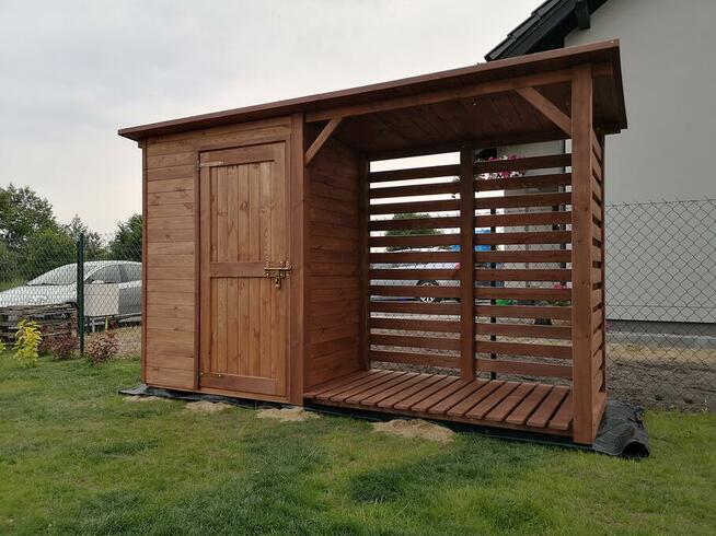 Drewutnia 2x1,1m + domek 1,5x1,1m z dachem jednospadowym