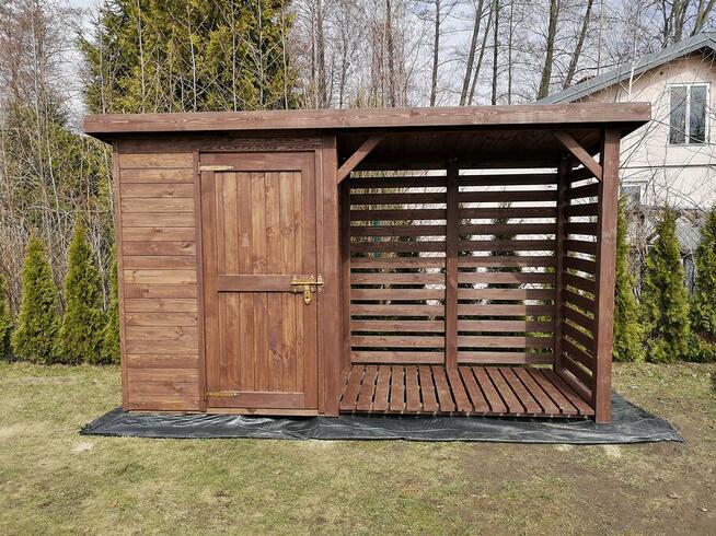 Drewutnia 2x1,1m + domek 1,5x1,1m z dachem jednospadowym