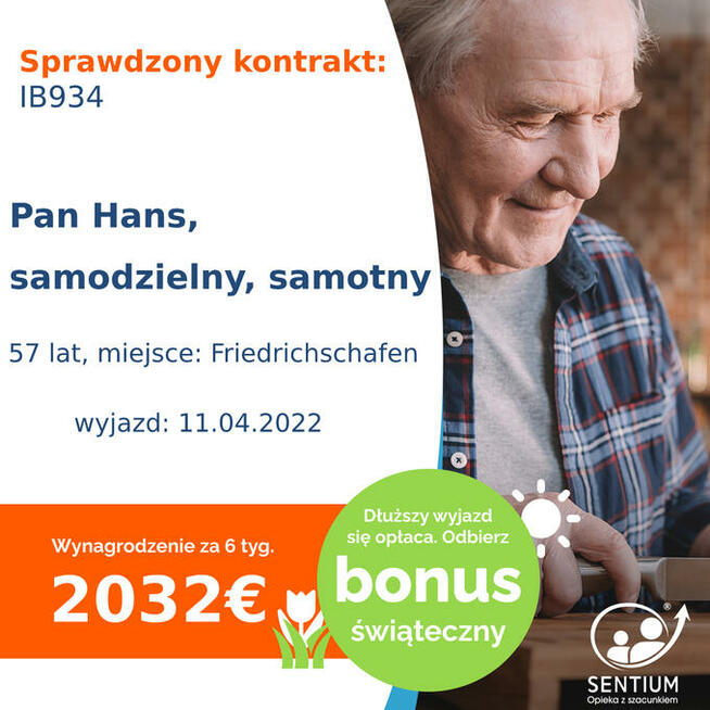Pan Hans - samotny, samodzielny - 2036 euro DE