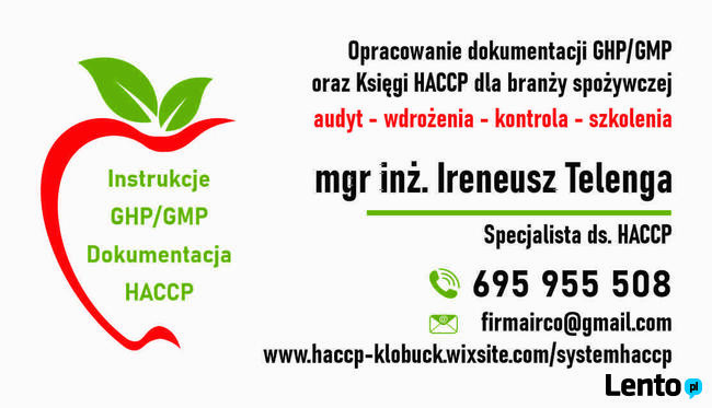 Księga HACCP dokumentacja GHP/GMP - SANEPID