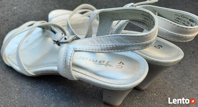 40 Sandały Tamaris biało srebrne 25cm skóra