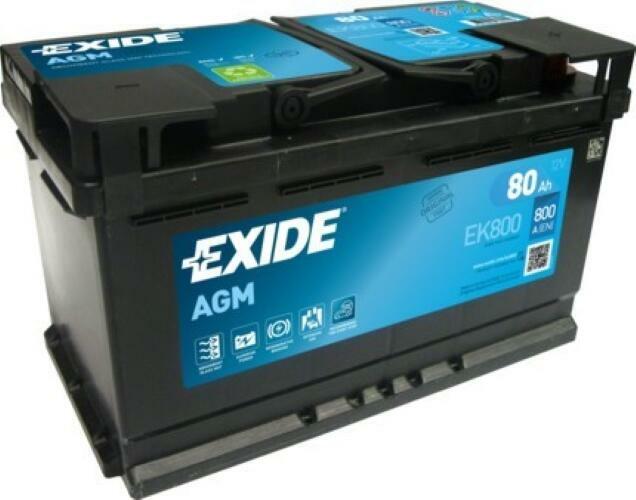 Akumulator 80Ah/800A EXIDE AGM START STOP EK800