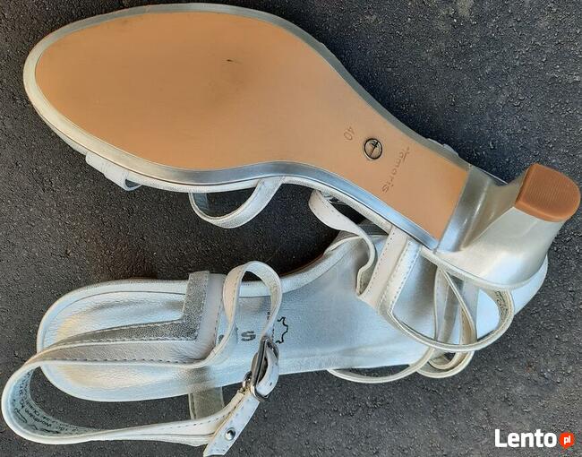 40 Sandały Tamaris biało srebrne 25cm skóra