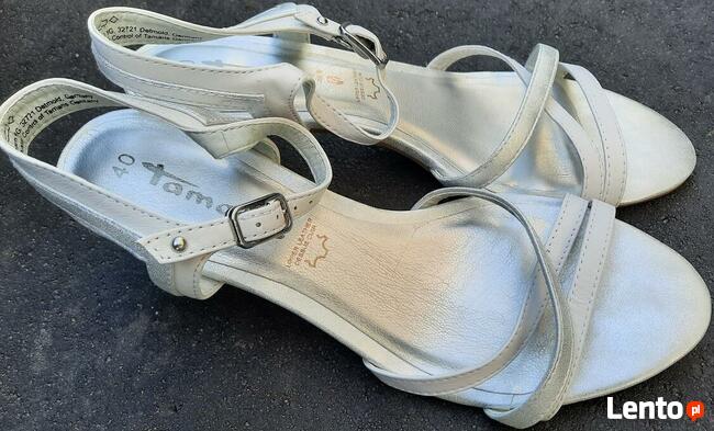40 Sandały Tamaris biało srebrne 25cm skóra
