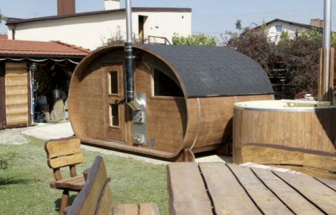 Sauna ogrodowa Owalna SPA Wellness przedsionek piec 2,4 x 4