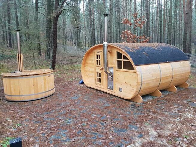Sauna ogrodowa Owalna SPA Wellness przedsionek piec 2,4 x 4