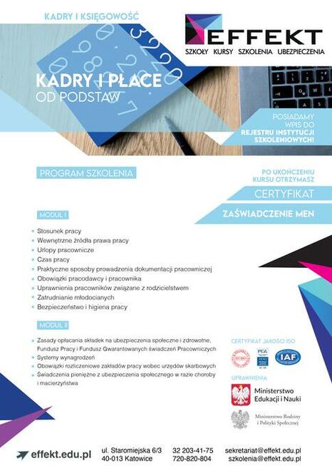 KURS KADRY I PŁACE OD PODSTAW