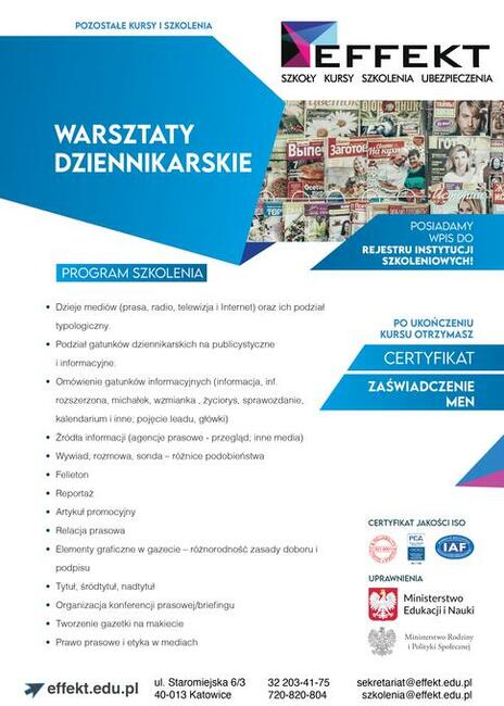 KURS WARSZTATY DZIENNIKARSKIE