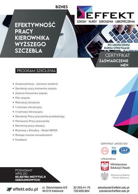 Kurs Efektywność Pracy Kierownika Wyższego Szczebla