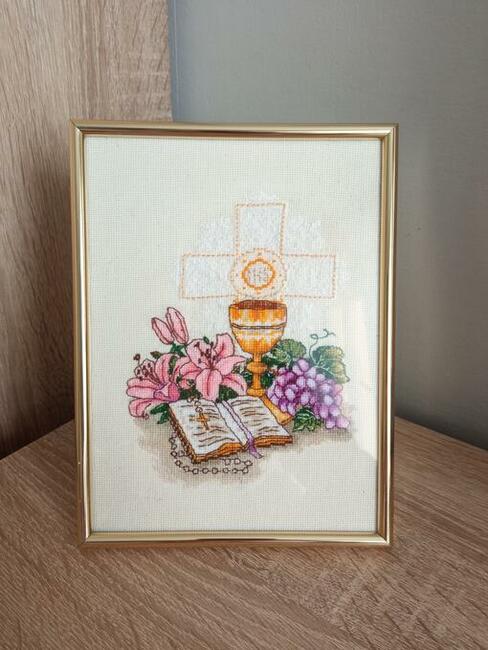 Pamiątka Pierwszej Komunii Świętej haft krzyżykowy Komunia