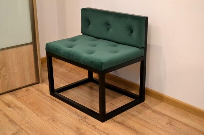 Ławeczka loft siedzisko pufa z oparciem stalowa industrial