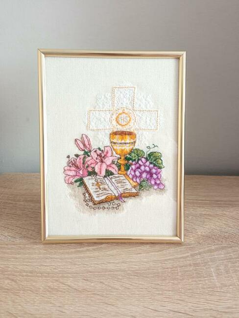 Pamiątka Pierwszej Komunii Świętej haft krzyżykowy Komunia