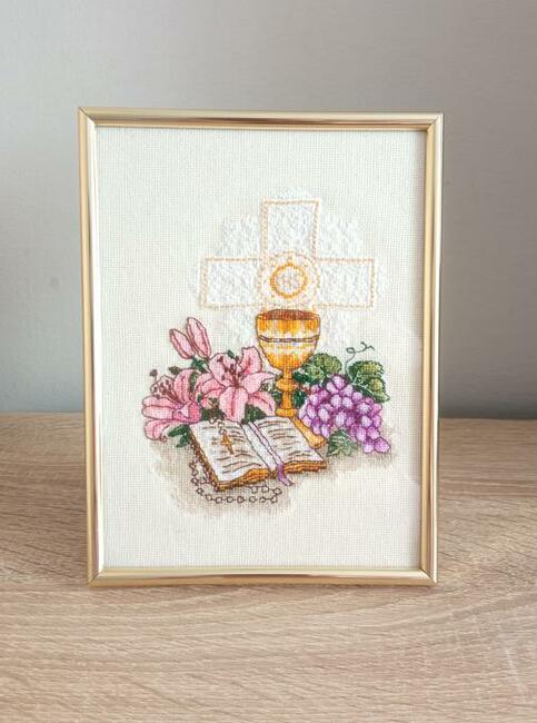 Pamiątka Pierwszej Komunii Świętej haft krzyżykowy Komunia