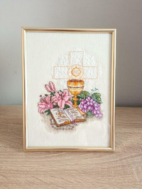 Pamiątka Pierwszej Komunii Świętej haft krzyżykowy Komunia