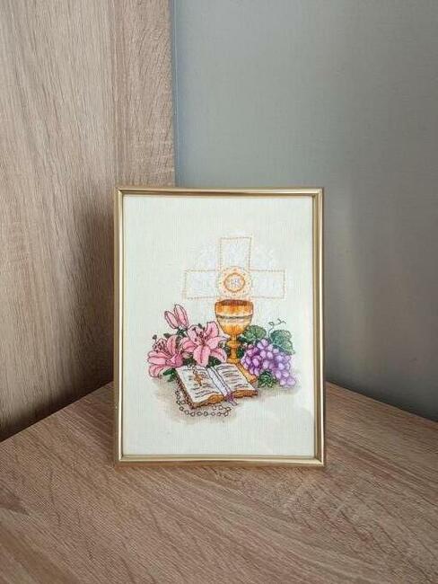 Pamiątka Pierwszej Komunii Świętej haft krzyżykowy Komunia