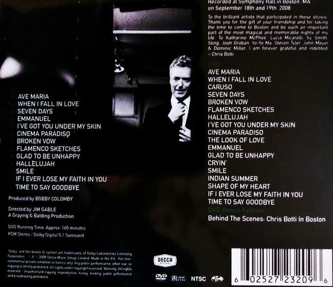 Znakomity Album DVD i CD Chris Botti Koncert w Boston USA