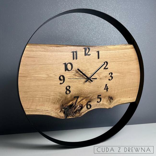Nowoczesny zegar z elementem drewna | pełna personalizacja