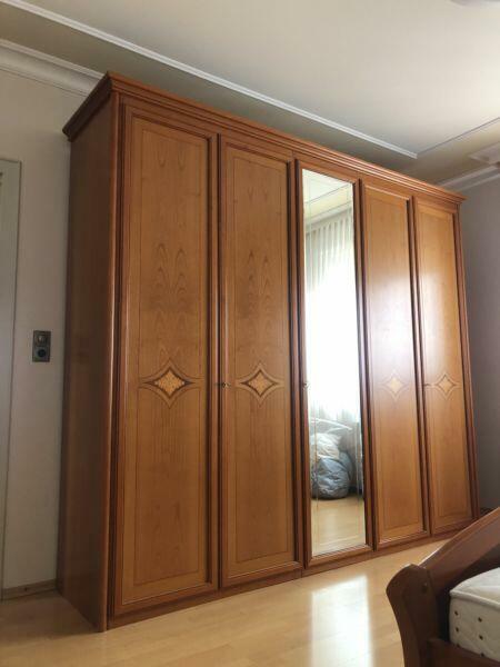 Sypialnia włoska naturalne drewno kompletna, szafa łóżko