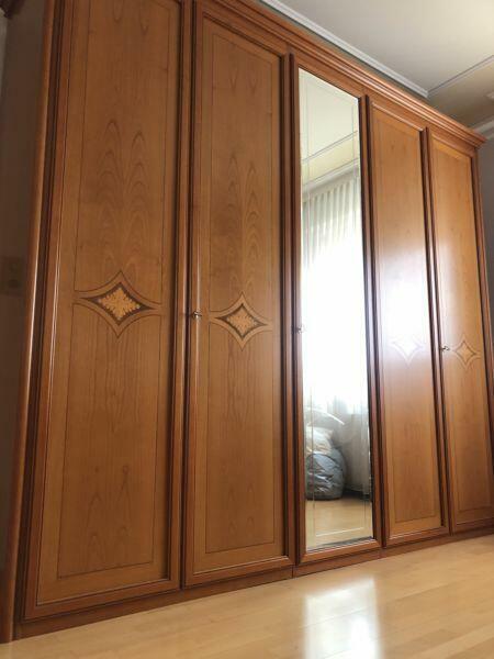 Sypialnia włoska naturalne drewno kompletna, szafa łóżko