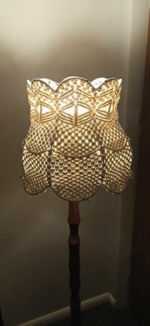 Abażur na lampę stojącą, klosz z makramy, makrama, boho