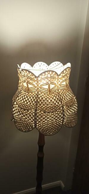 Abażur na lampę stojącą, klosz z makramy, makrama, boho