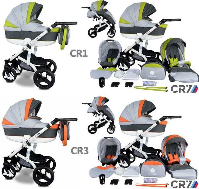 NOWY Wózek Dziecięcy CR7 4w1 Fotelik Samochodowy BAZA ISOFIX