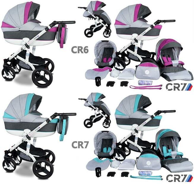NOWY Wózek Dziecięcy CR7 4w1 Fotelik Samochodowy BAZA ISOFIX