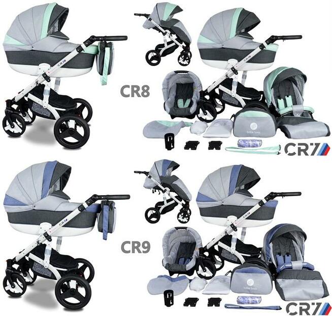 NOWY Wózek Dziecięcy CR7 4w1 Fotelik Samochodowy BAZA ISOFIX