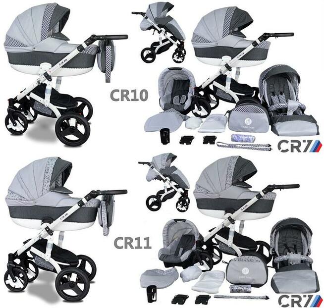 NOWY Wózek Dziecięcy CR7 4w1 Fotelik Samochodowy BAZA ISOFIX