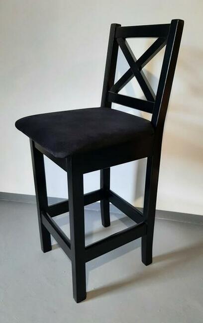 czarny drewniany hoker kuchenny krzesła barowe 60cm