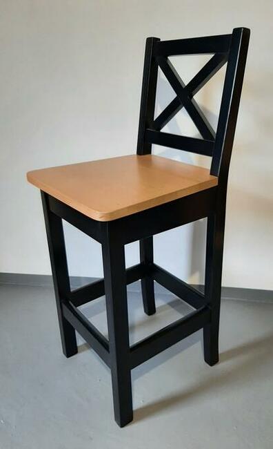czarny drewniany hoker kuchenny krzesła barowe 60cm