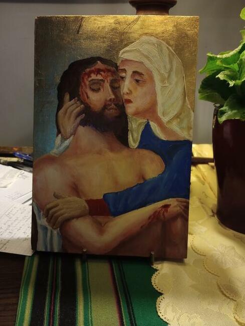 Obraz olejny na drewnie Pieta
