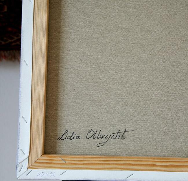 Kwiaty Malwy, ręcznie mal. olejny, L. Olbrycht