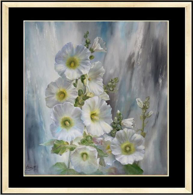 Kwiaty Malwy, ręcznie mal. olejny, L. Olbrycht