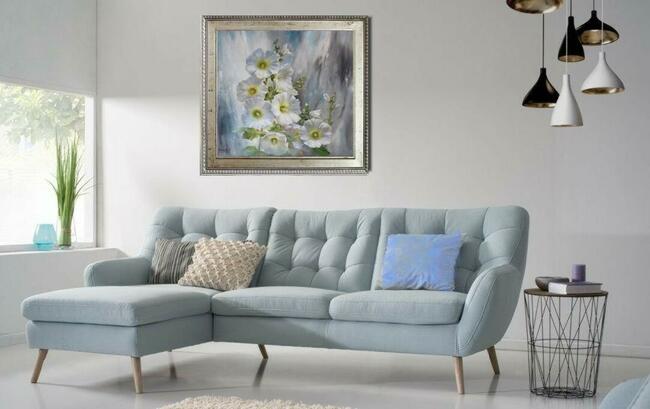 Kwiaty Malwy, ręcznie mal. olejny, L. Olbrycht