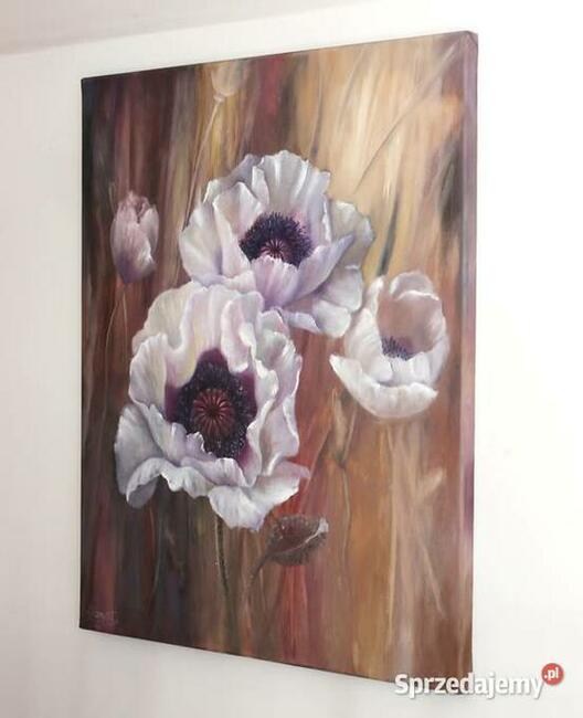 Maki Łąka, ręcznie molowany olejny, L. Olbrycht